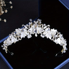 Vintage Silvery Crown Headwear Rhinestone Crystal Wedding Hair Accessories