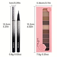 10-Piece Eyeshadow Palette with Eyeliner and Brush