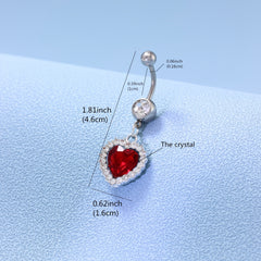 Heart Charm Belly Button Ring Stainless Steel Zircon Body Jewelry