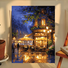 Street Cafe Scene DIY Paint by Numbers Kit 40x50 Canvas Frameless Art