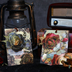 10Sheets Mysterious Rose Retro Floral Bronzing Journal Sticker