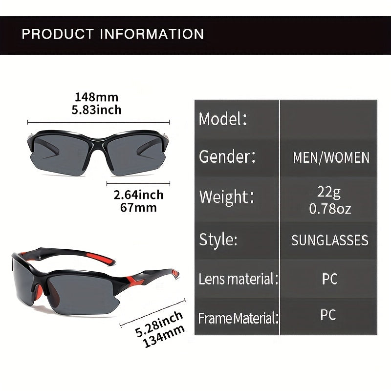 Semi Rimless Sports Sunglasses UV400 Wrap Around Shades