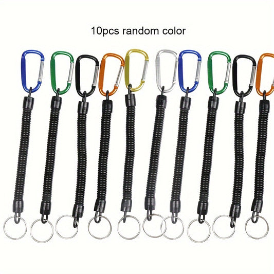 10pcs Fishing Lanyard Coiled Tether Carabiner Pliers Accessories