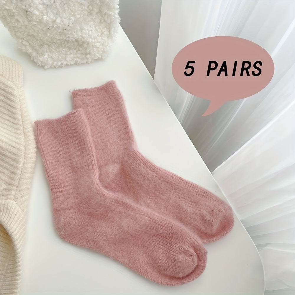 6 Pairs Cozy Mid Tube Women's Socks Solid Colors