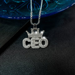 Punk Hip Hop Silver Rhinestone Letter Necklace