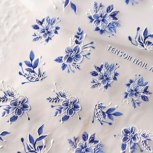 Purple Flower 5D Nail Stickers for Effortless Glamour
