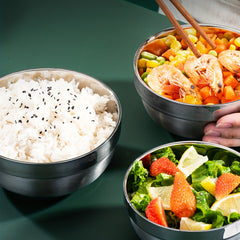 1pc Stainless Steel Anti-scald Bowl Household Rice Soup Serving Salad Mixing Bow