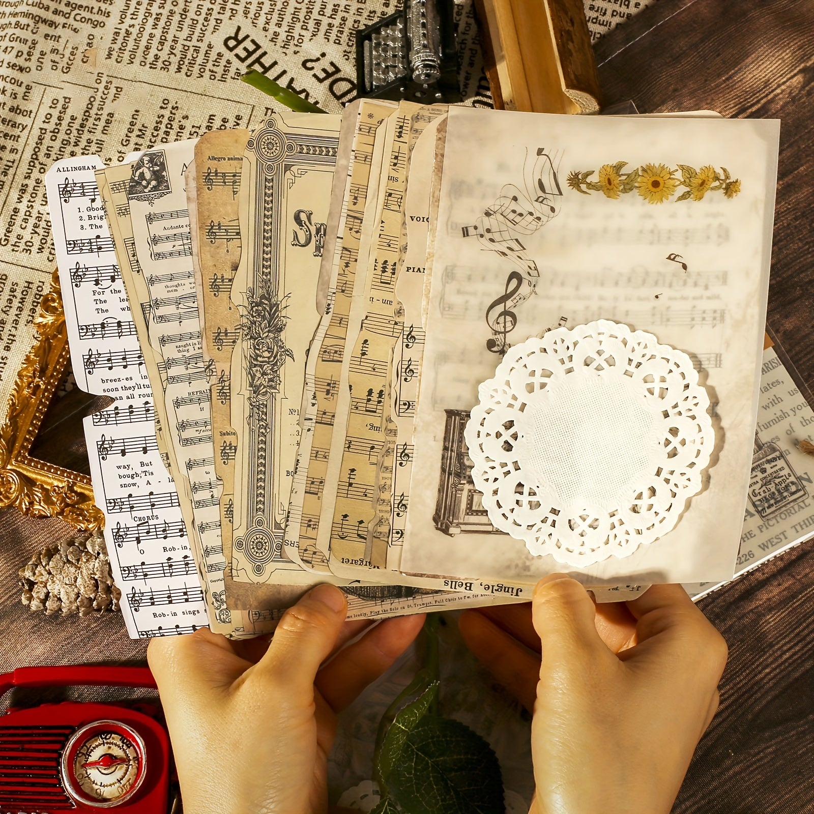 26 Sheets Scrapbooking Paper with Lace Cutout 16.99x11.99 cm
