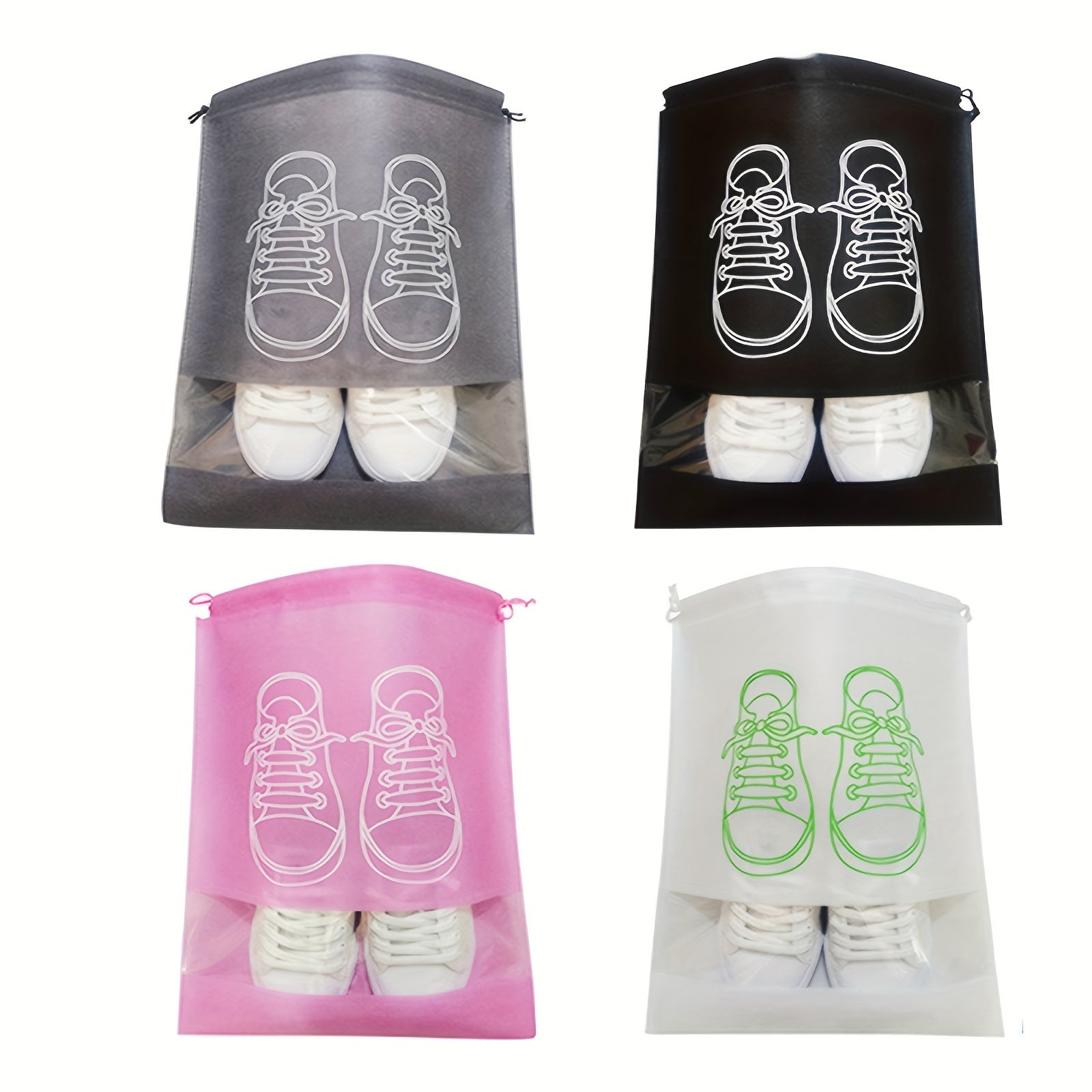 10pcs Portable Shoes Storage Bags Transparent Non Woven Clothes Towel Pouch
