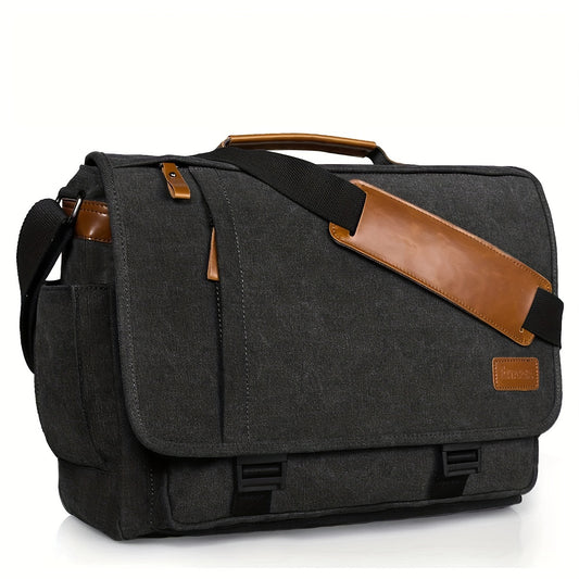 17 Inch Laptop Messenger Bag Waterproof Canvas Shoulder Strap Durable