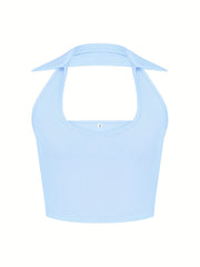 Sexy Halter Top Backless Sleeveless Cropped Top
