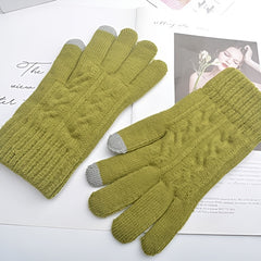Men's Knitted Plus Velvet Warm Gloves - Autumn Winter