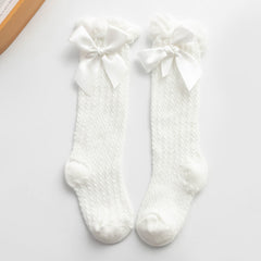 Baby Girls Knit Bow Knee High Socks for Spring and Summer