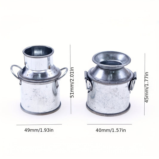 Mini Tin Flower Pot Gardening Scene Small Milk Pot Iron Bucket Flower Arrangemen