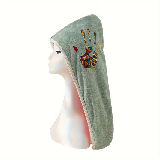 Colorful Palm Pattern Hair Drying Cap Water Absorbent Towel