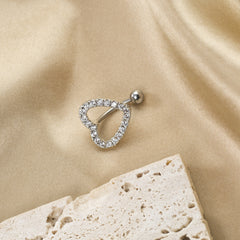 Heart Cutout Stainless Steel Navel Piercing with Zircon