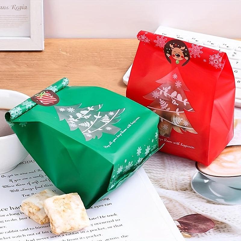 10 Pcs Mixed Christmas Packaging Bags With Stickers Candy Packaging Bag