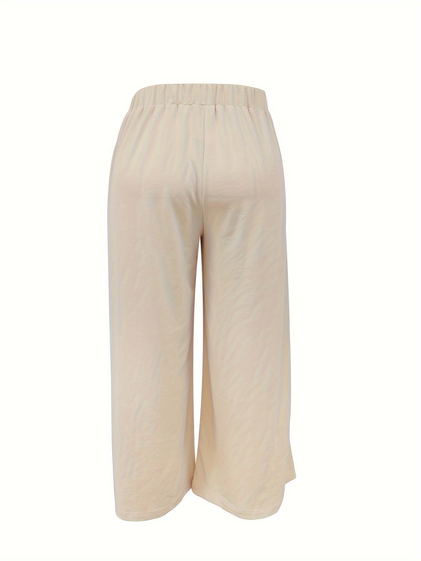  Solid Loose Trousers With Pockets