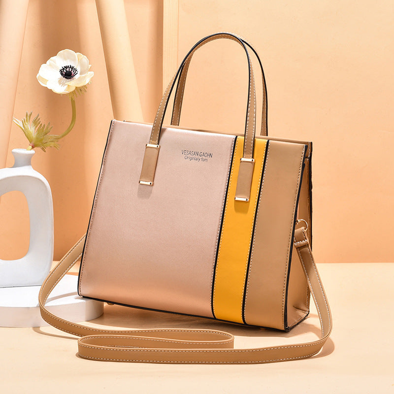 Colorblock Handbag Crossbody Bag Top Handle Purses
