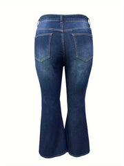  Solid Button Fly High Rise Flared Leg Jeans