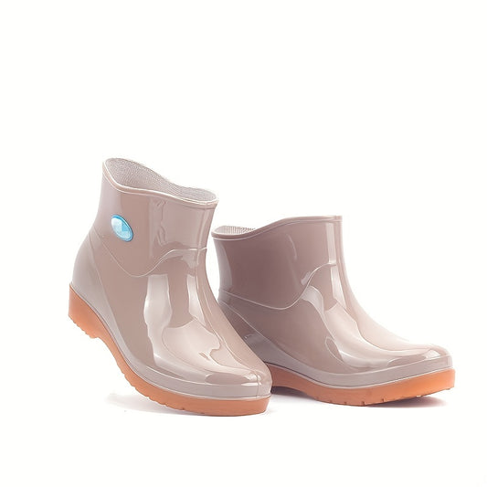 Women's Low Cut Rain Boots Anti Skid Ankle Booties Waterproof Rubber Shoes