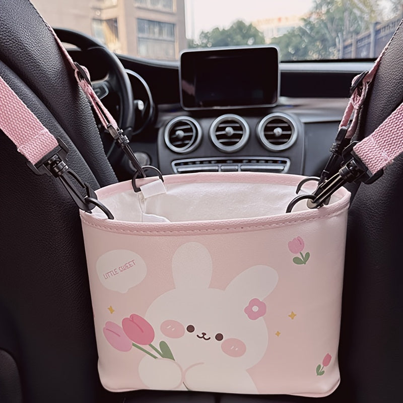 Cartoon Bear Car Seat Back Storage Bag Car Trash Can