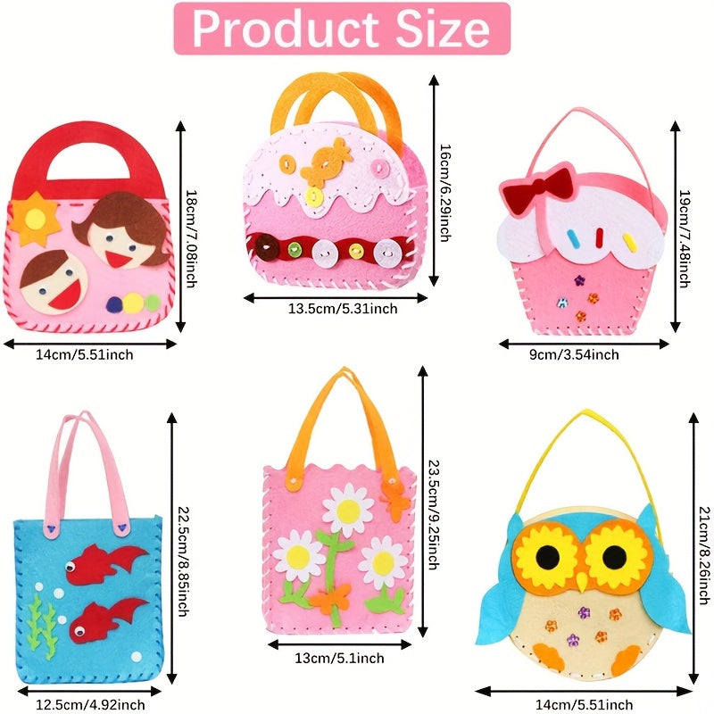 Kids Handbag Sewing Kit with Safety Needle & Felt Fabric