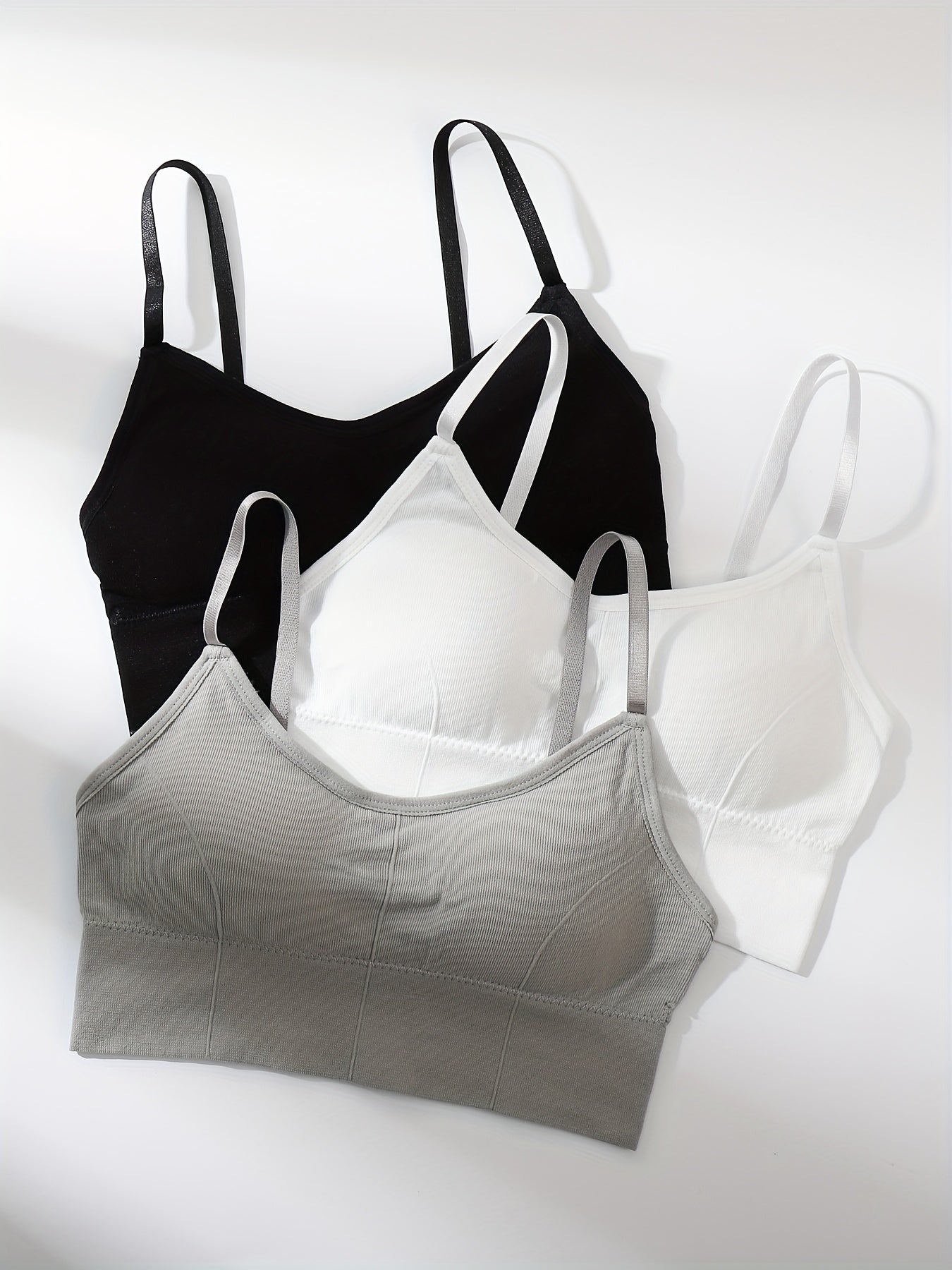 3pcs Solid Cami Tops Soft & Comfy Crop Top Women's Lingerie