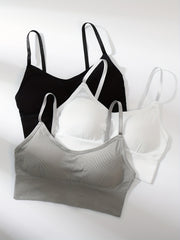 3pcs Solid Cami Tops Soft & Comfy Crop Top Women's Lingerie