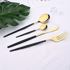 24pcs Stainless Steel Cutlery Set Fork Spoon Tableware Set Dinnerware Set