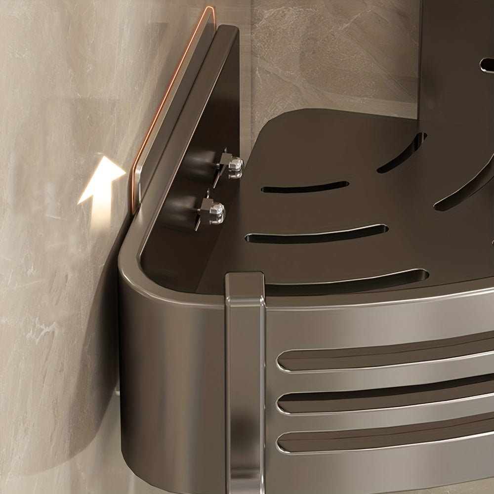 Aluminum Corner Shower Caddy Wall Mounted Bathroom Storage Rack
