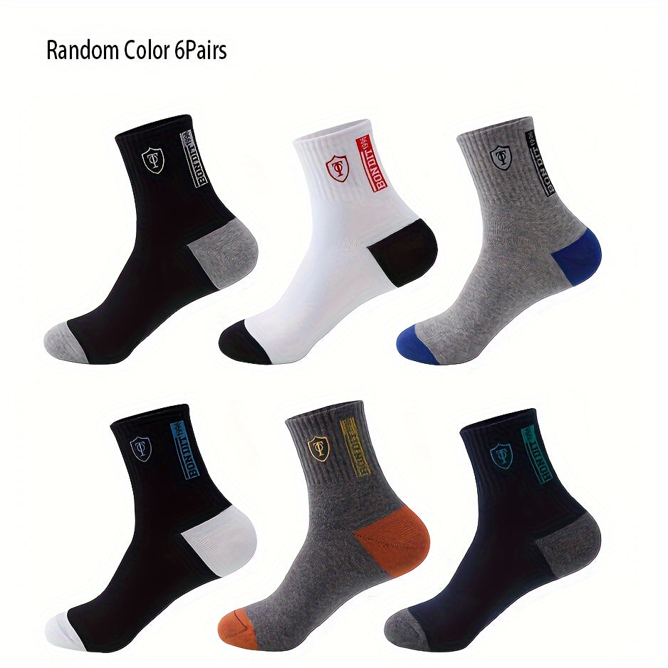 6 Pairs Men's Sweat Absorbing Athletic Crew Socks