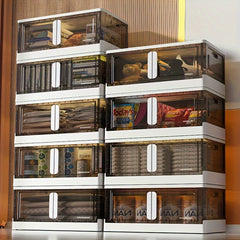 1pc Stackable Plastic Storage Bins With Wheels Folding Box