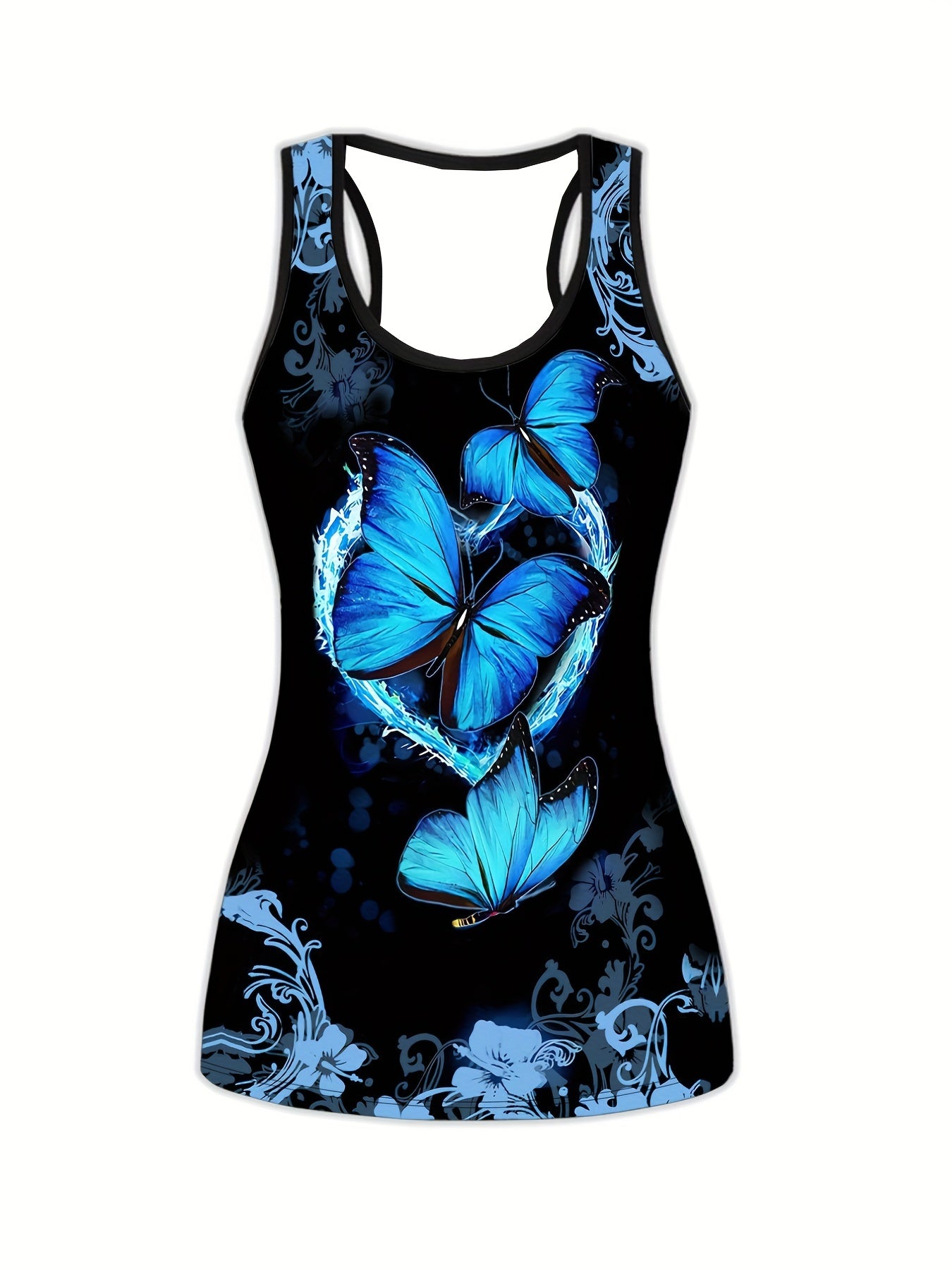  Butterfly Print Tank Top & Leggings Fitness Set
