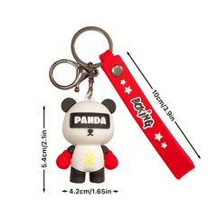 Boxing Panda Keychain Small Doll Bag Backpack Car Key Pendant Birthday Gift