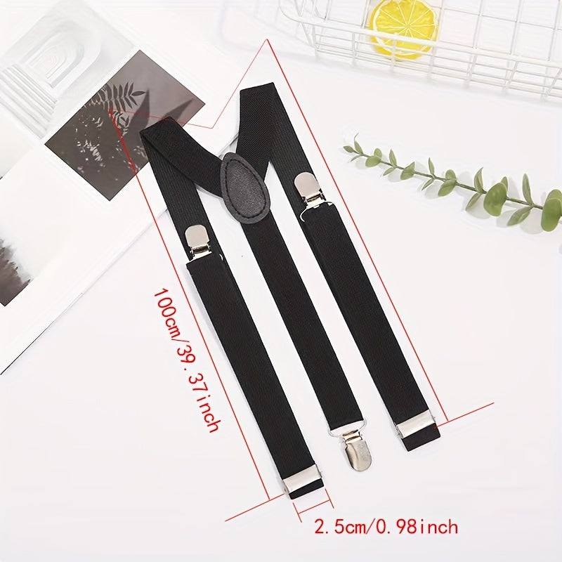 Solid Suspenders Men's And Women's Universal Three clip Suspenders