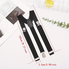 Solid Suspenders Men's And Women's Universal Three clip Suspenders