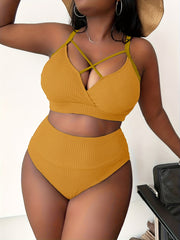  Ribbed Criss Cross Tankini Set