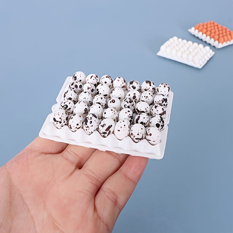36pcs Simulation Egg Set with Egg Tray Small Statue Ornaments DIY Model Prop
