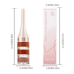 Matte 3 Lipstick Set Long Lasting Waterproof Red 3 In 1 Multilayer Lip Gloss