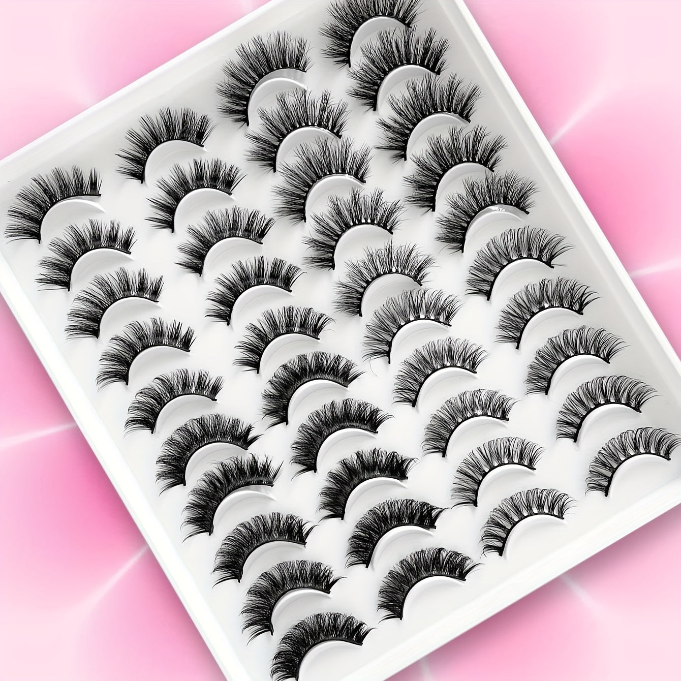 20 Pairs 3D Mixed Long/Short False Eyelashes Makeup Thick Fluffy Natural Look