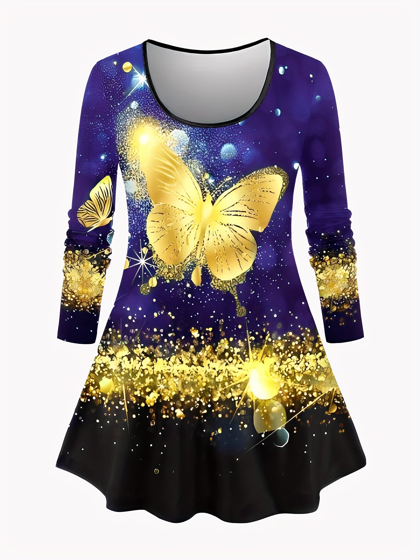 Women's Plus Butterfly Print Top & Leggings Outfit Set