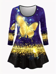 Women's Plus Butterfly Print Top & Leggings Outfit Set