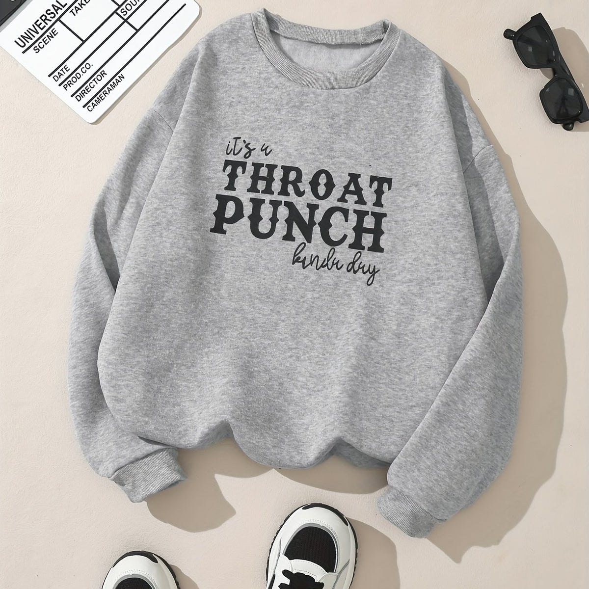 Throat Punch Letter Print Sweatshirt