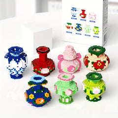 Flower Vase Building Blocks Desktop Decor Christmas Gift Floral Theme