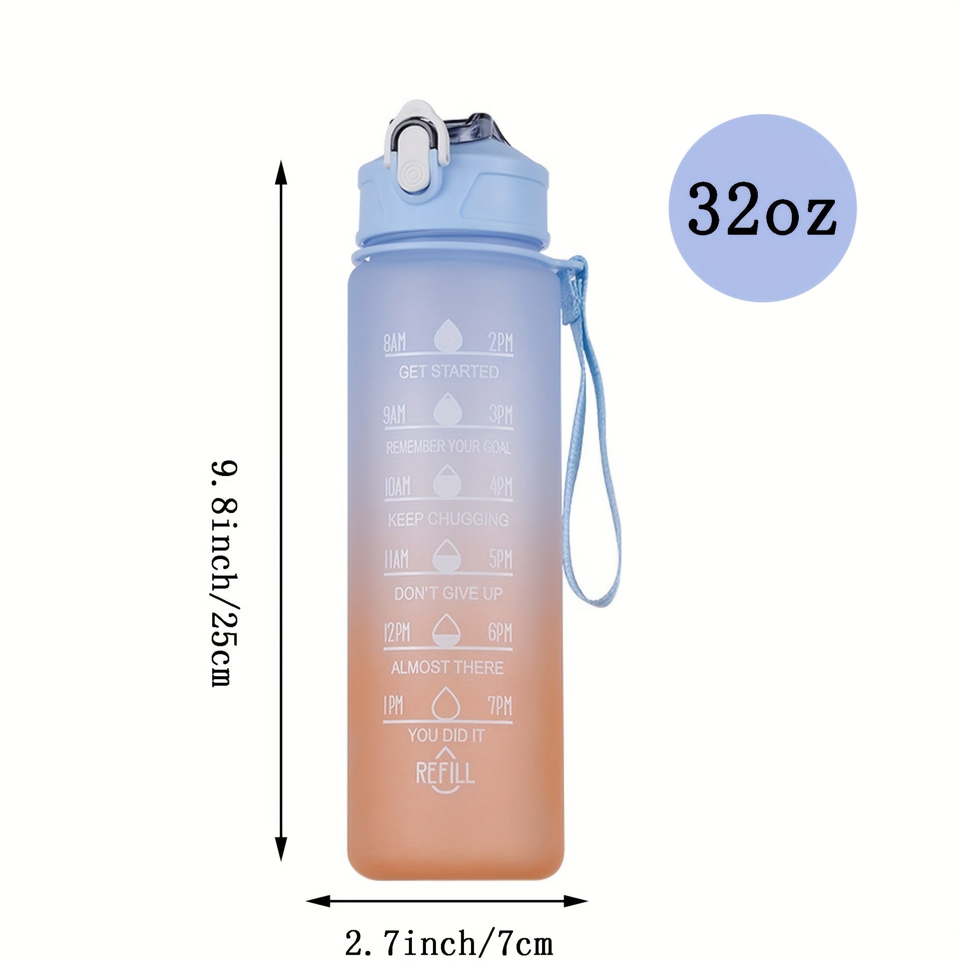 Large Capacity Motivational Water Bottle with Straw - Reusable Leakproof Durable