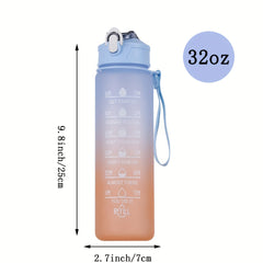 Large Capacity Motivational Water Bottle with Straw - Reusable Leakproof Durable