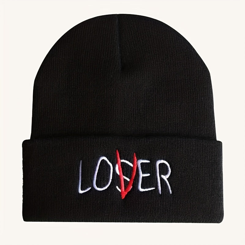 LOSER Embroidered Beanie Solid Elastic Knit Hat Hip Hop Skull Cap