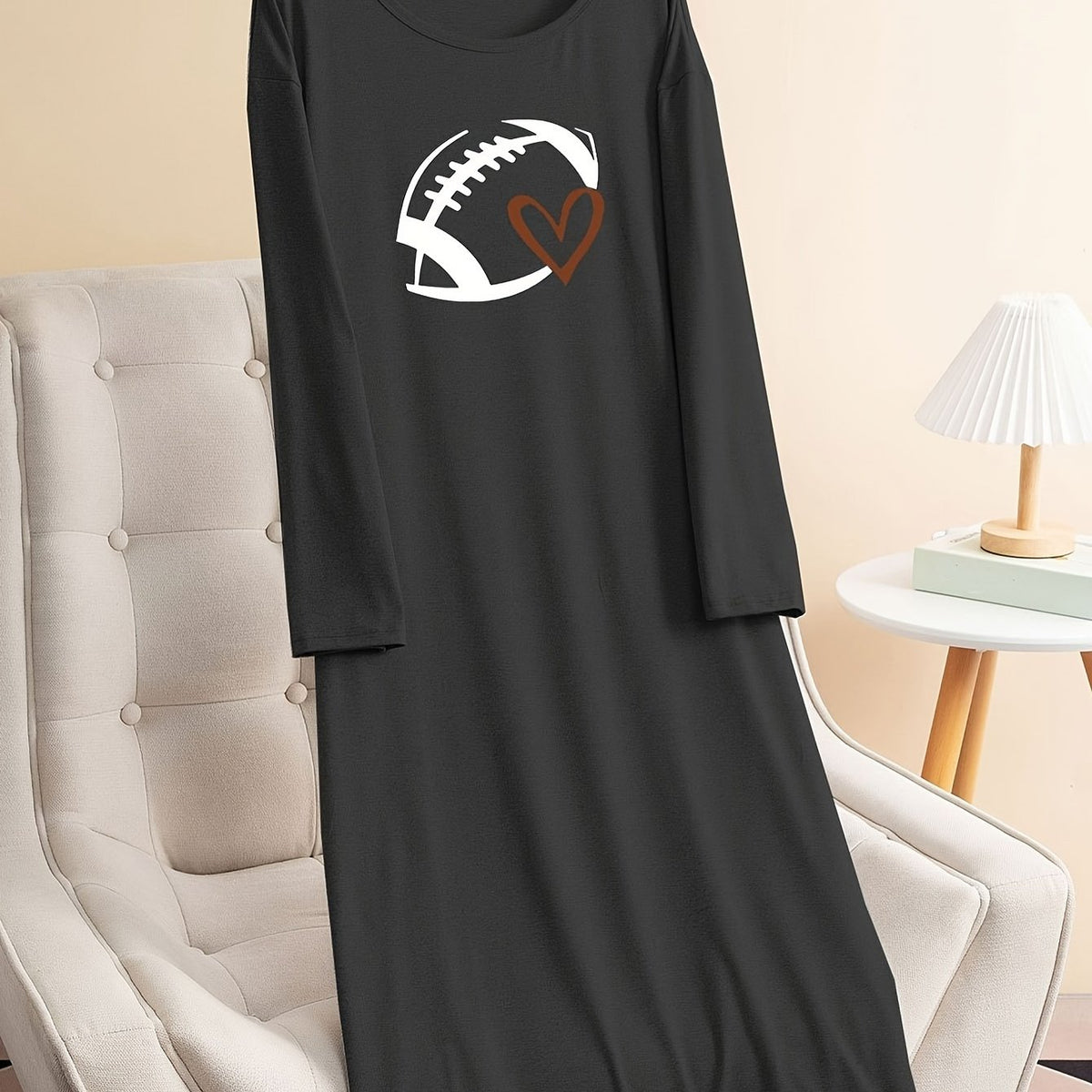  Sporty Lounge Dress Women's Plus Rugby Graphic Long Sleeve Tee