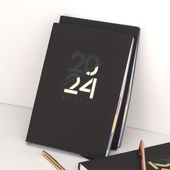 English Calendar Book 365 Days Daily Planner A5 Soft Leather Notebook